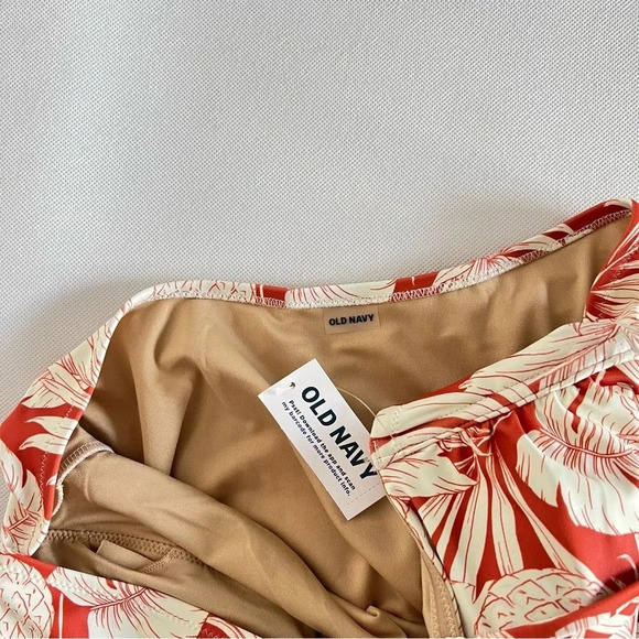 Tie-Front Keyhole Bandeau-Style One-Piece Swimsuit Size XLarge Pineapple Print - Picture 11 of 12